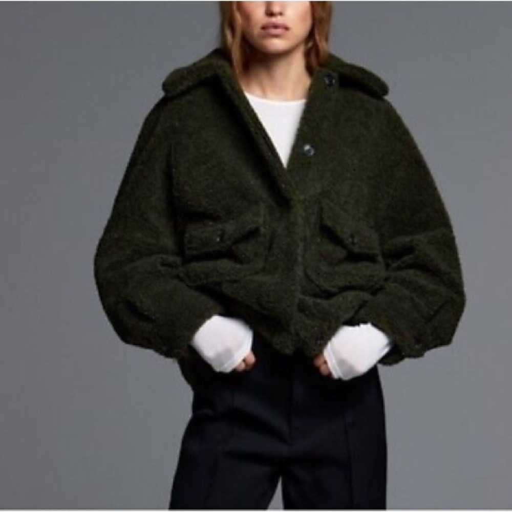 Zara Teddy Coat Jacket Fleece